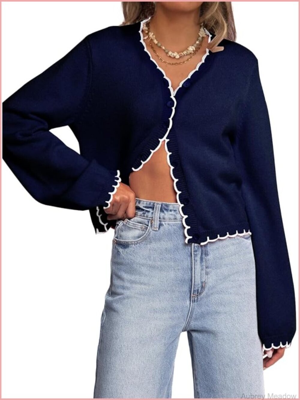 Long Sleeve Button Down Cardigan Knit Jacket Open Front Cropped Sweater